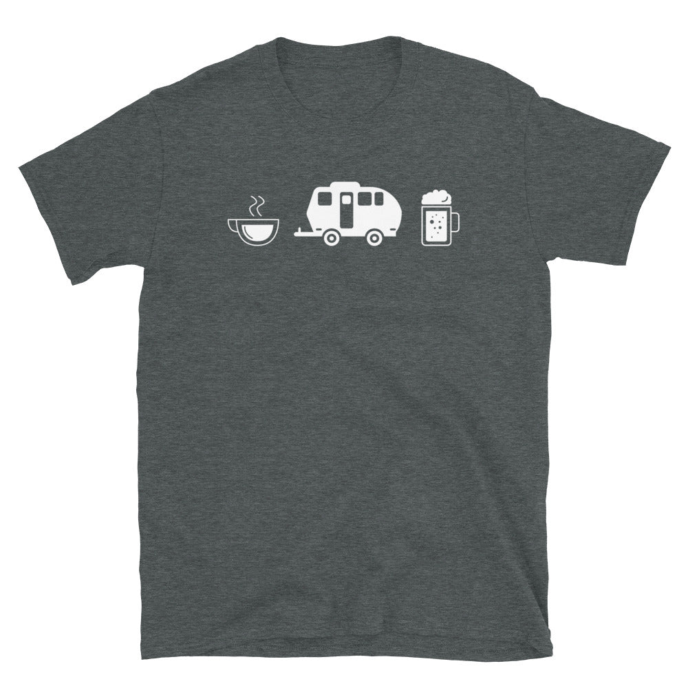 Kaffee, Bier Und Camping - T-Shirt (Unisex) camping Dark Heather