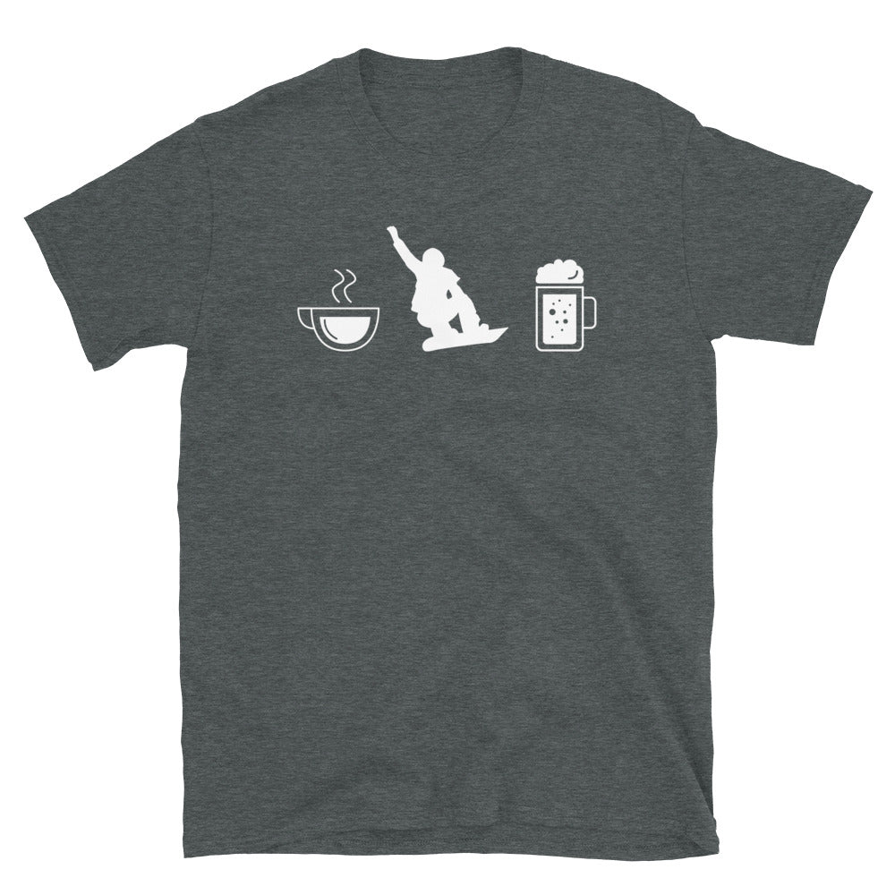 Kaffee, Bier Und Snowboarden - T-Shirt (Unisex) snowboarden Dark Heather