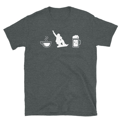 Kaffee, Bier Und Snowboarden - T-Shirt (Unisex) snowboarden Dark Heather