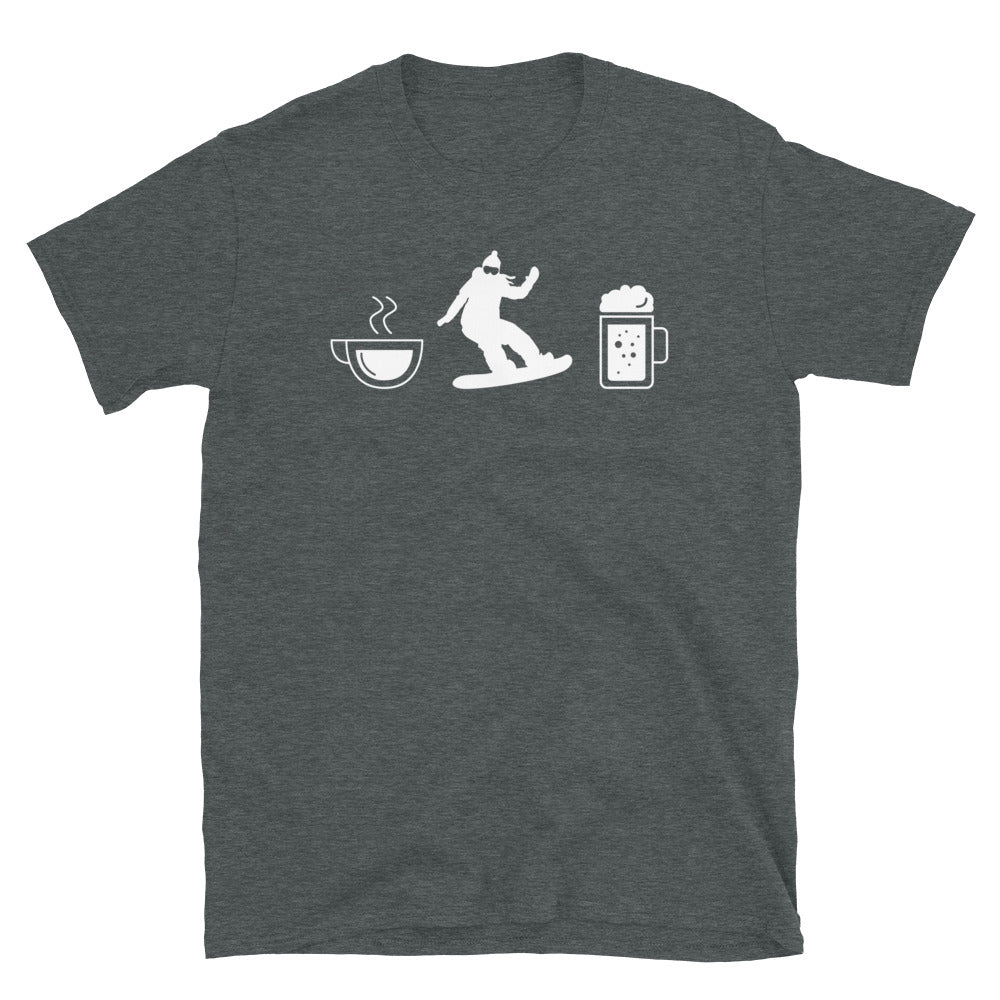 Kaffee, Bier Und Snowboarden - T-Shirt (Unisex) snowboarden Dark Heather