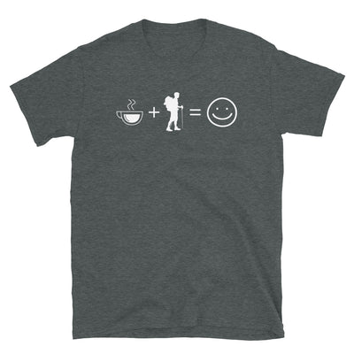 Kaffee, Lächeln Und Wandern - T-Shirt (Unisex) wandern Dark Heather