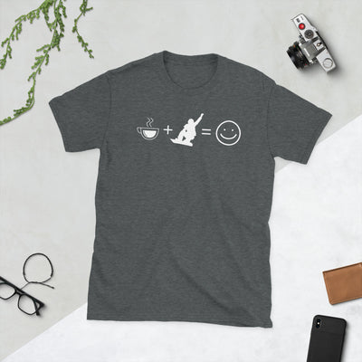 Kaffee, Lächeln Und Snowboarden - T-Shirt (Unisex) snowboarden Dark Heather