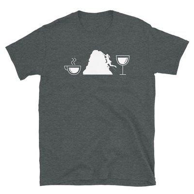 Kaffee, Wein Und Klettern - T-Shirt (Unisex) klettern Dark Heather