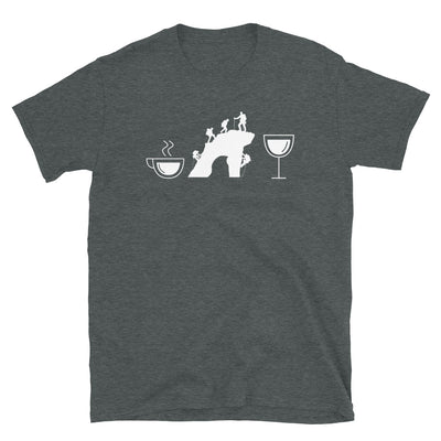 Kaffee, Wein Und Klettern - T-Shirt (Unisex) klettern Dark Heather