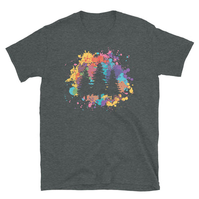 Buntes Spritzen Und Baum - T-Shirt (Unisex) camping Dark Heather