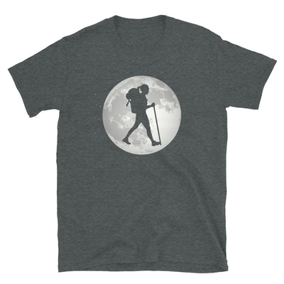 Vollmond – Frau Beim Wandern - T-Shirt (Unisex) wandern Dark Heather