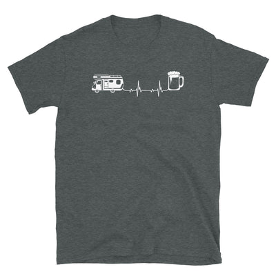 Herzschlag, Bier Und Camping - T-Shirt (Unisex) camping Dark Heather