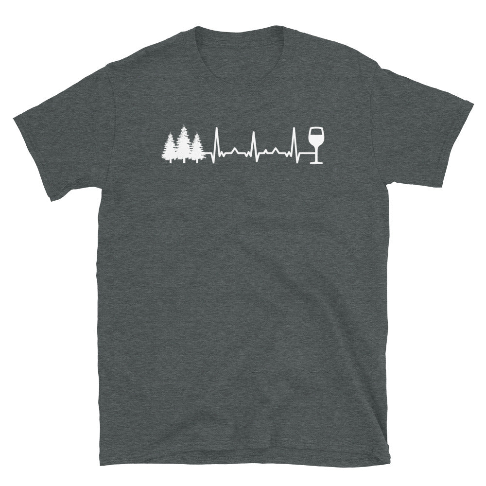 Herzschlag Wein Und Bäume - T-Shirt (Unisex) camping Dark Heather