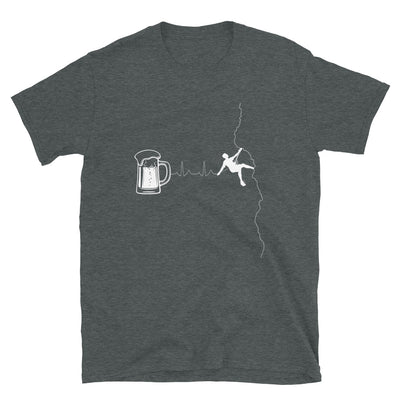 Herzschlag Bergsteiger Und Bier - T-Shirt (Unisex) klettern Dark Heather