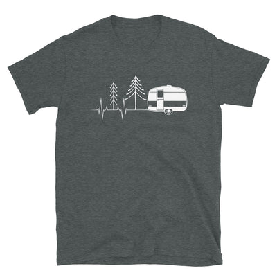 Herzschlag Wohnwagen - T-Shirt (Unisex) camping Dark Heather