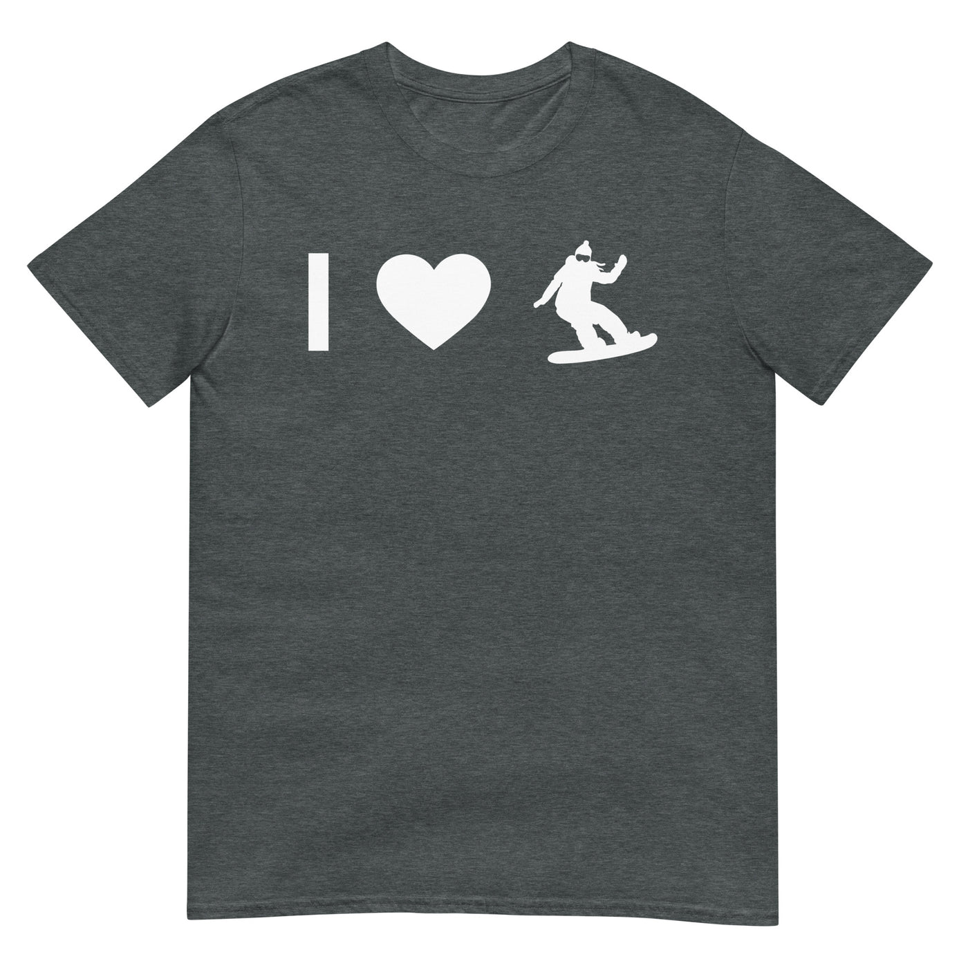 Herz And Frau Beim Snowboarden - T-Shirt (Unisex) snowboarden xxx yyy zzz Dark Heather