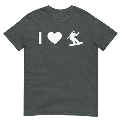 Herz And Frau Beim Snowboarden - T-Shirt (Unisex) snowboarden xxx yyy zzz Dark Heather