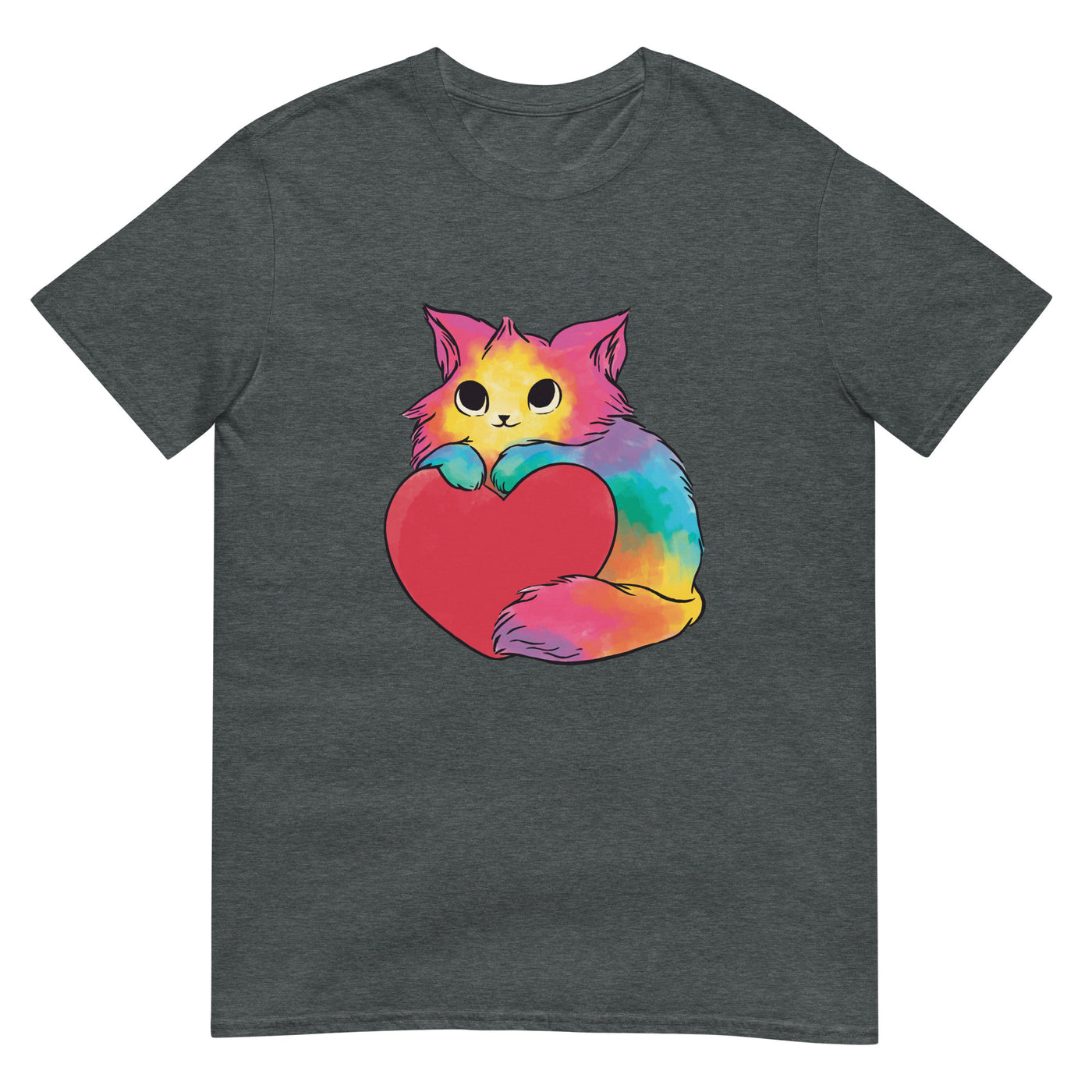 Katze und Herz in Regenbogenfarben - Wunderschön - Herren T-Shirt Other_Niches xxx yyy zzz Dark Heather