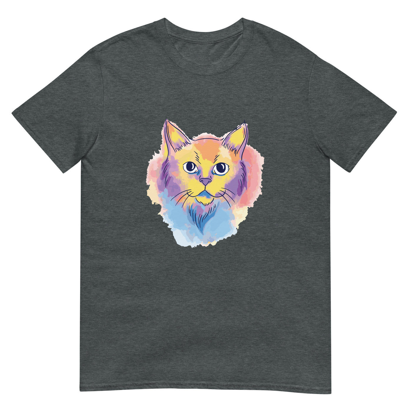 Katze im Aquarell-Stil und bunt - Herren T-Shirt Other_Niches xxx yyy zzz Dark Heather