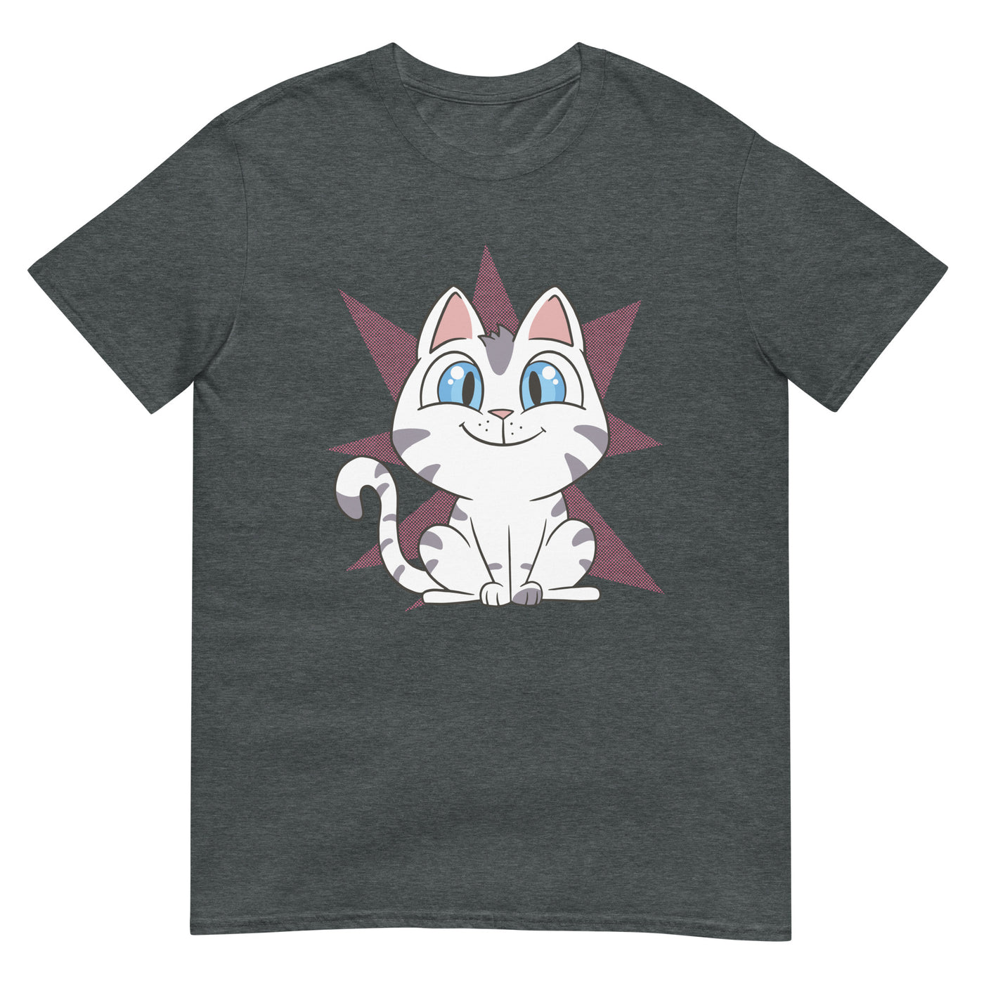 Katze, die niedlich ist mit großen Augen und Lächeln - Herren T-Shirt Other_Niches xxx yyy zzz Dark Heather