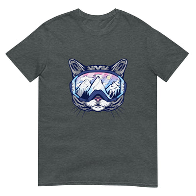 Katze mit Skibrille und Bergspiegelung - Gesichtsporträt - Herren T-Shirt Other_Niches xxx yyy zzz Dark Heather