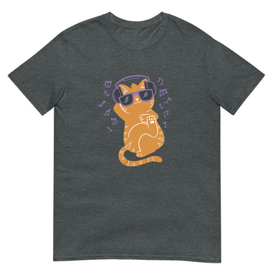 Katze mit Sonnenbrille und Kopfhörern hört Musik - Herren T-Shirt Other_Niches xxx yyy zzz Dark Heather