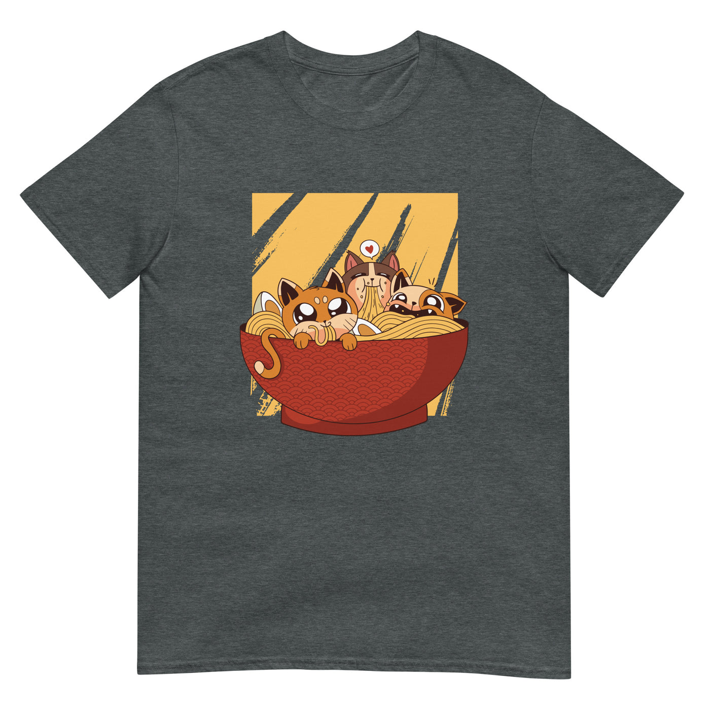 Katzen essen Ramen - Lustig - Herren T-Shirt Other_Niches xxx yyy zzz Dark Heather