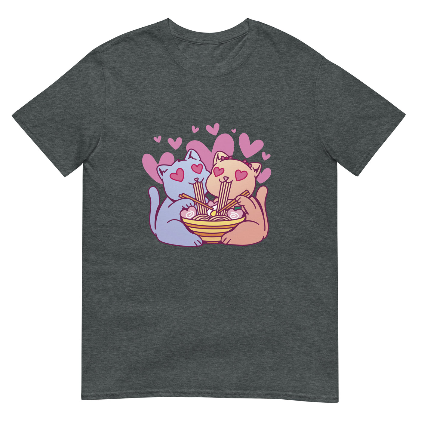 Katzen in Liebe essen Ramen - Herzen - Herren T-Shirt Other_Niches xxx yyy zzz Dark Heather