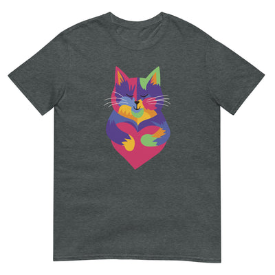 Bunter Katze mit Herzmuster - Herren T-Shirt Other_Niches xxx yyy zzz Dark Heather