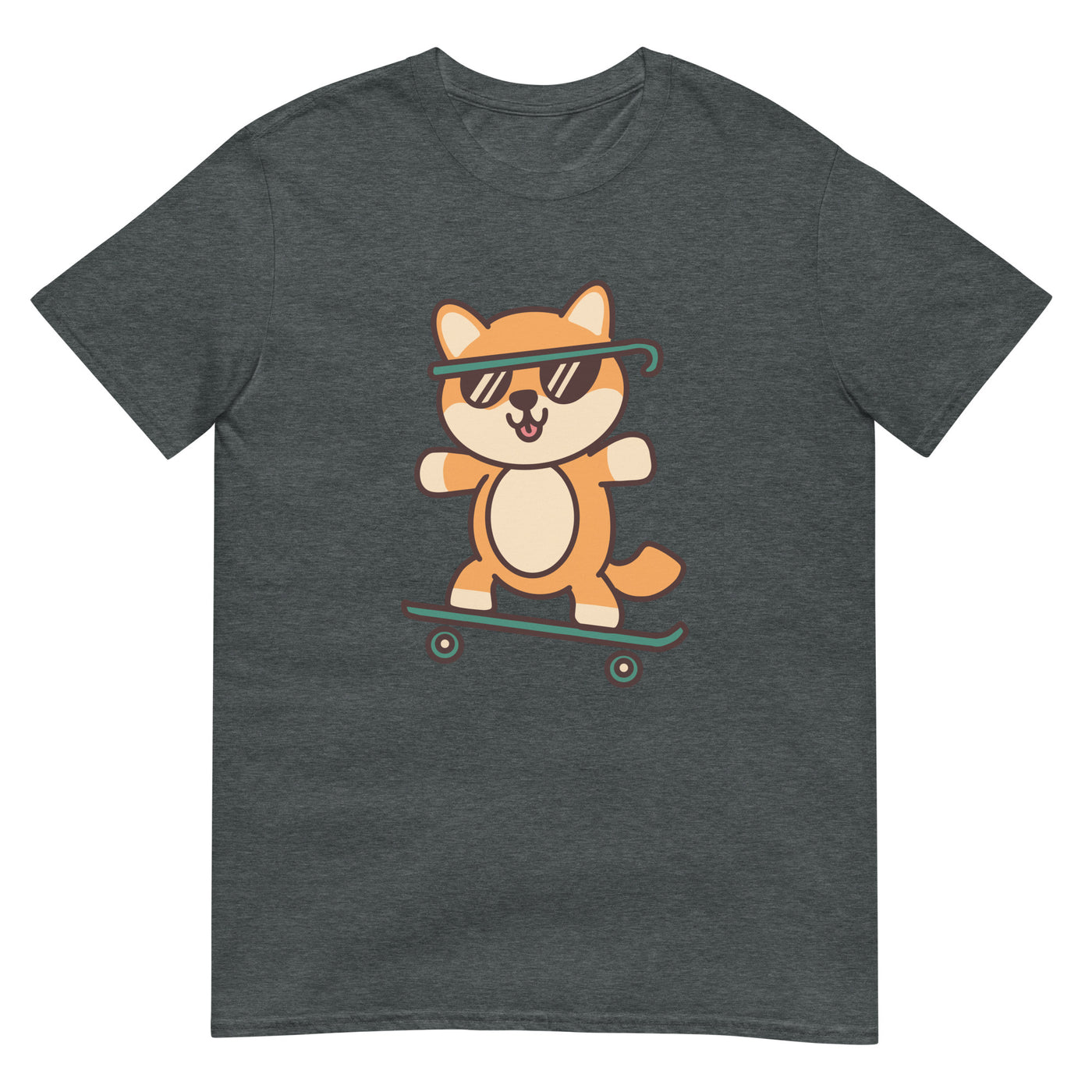 Cooler Hund skatet auf Skateboard mit Sonnenbrille - Herren T-Shirt Other_Niches xxx yyy zzz Dark Heather