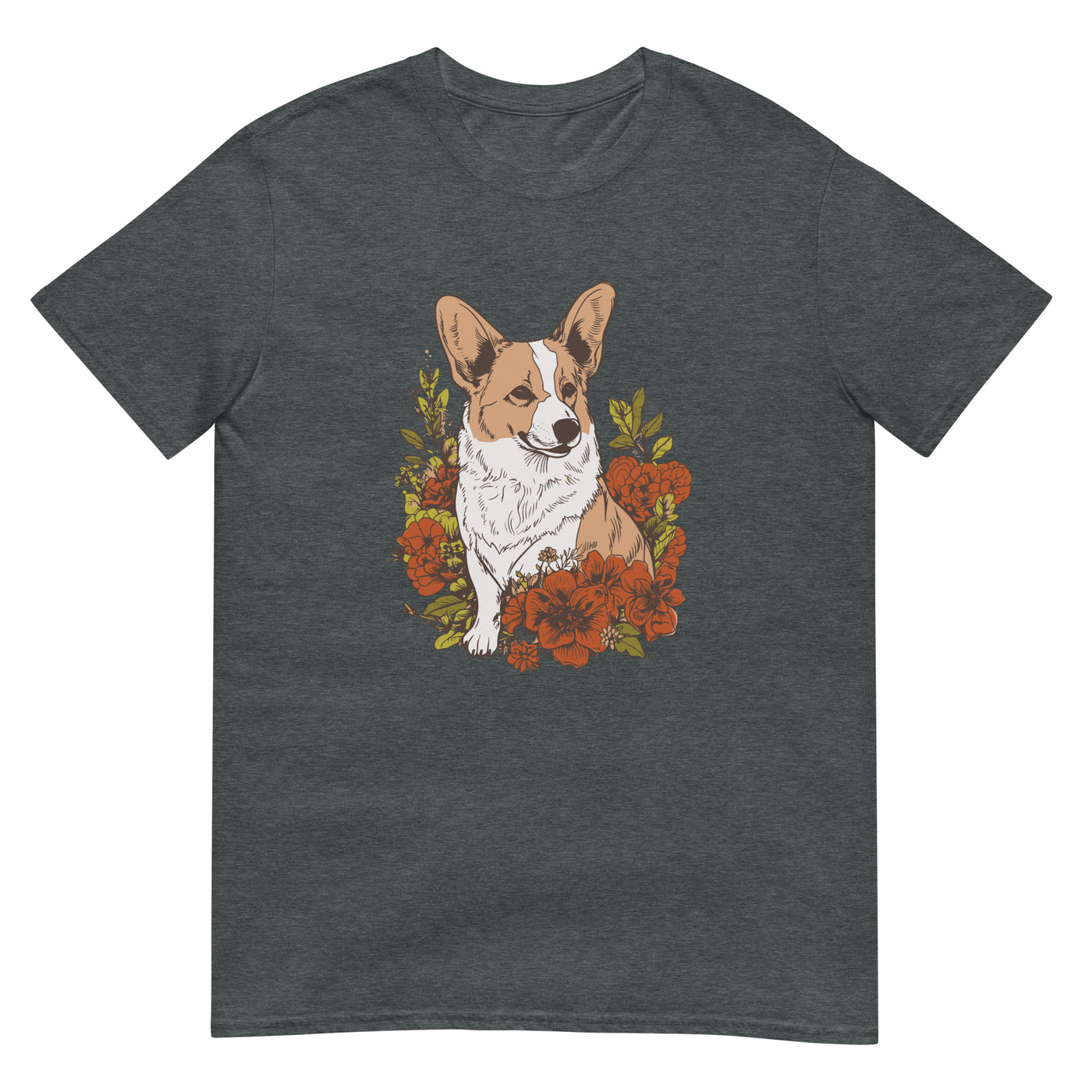 Corgi Hund und Blumen - Herren T-Shirt Other_Niches xxx yyy zzz Dark Heather