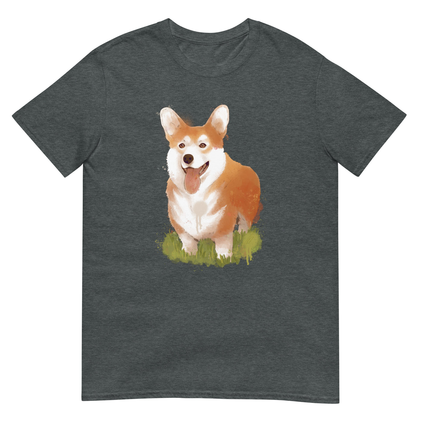 Corgi in Aquarellmalerei - Herren T-Shirt Other_Niches xxx yyy zzz Dark Heather