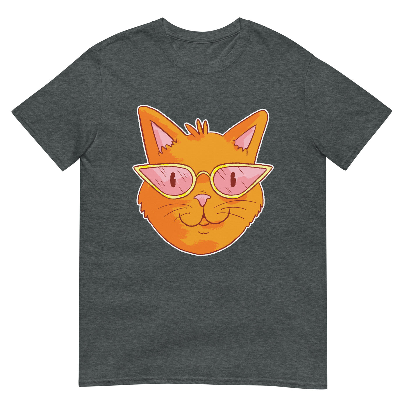 Katzen-Gesicht mit Brille - Verrücktes Porträt - Herren T-Shirt Other_Niches xxx yyy zzz Dark Heather