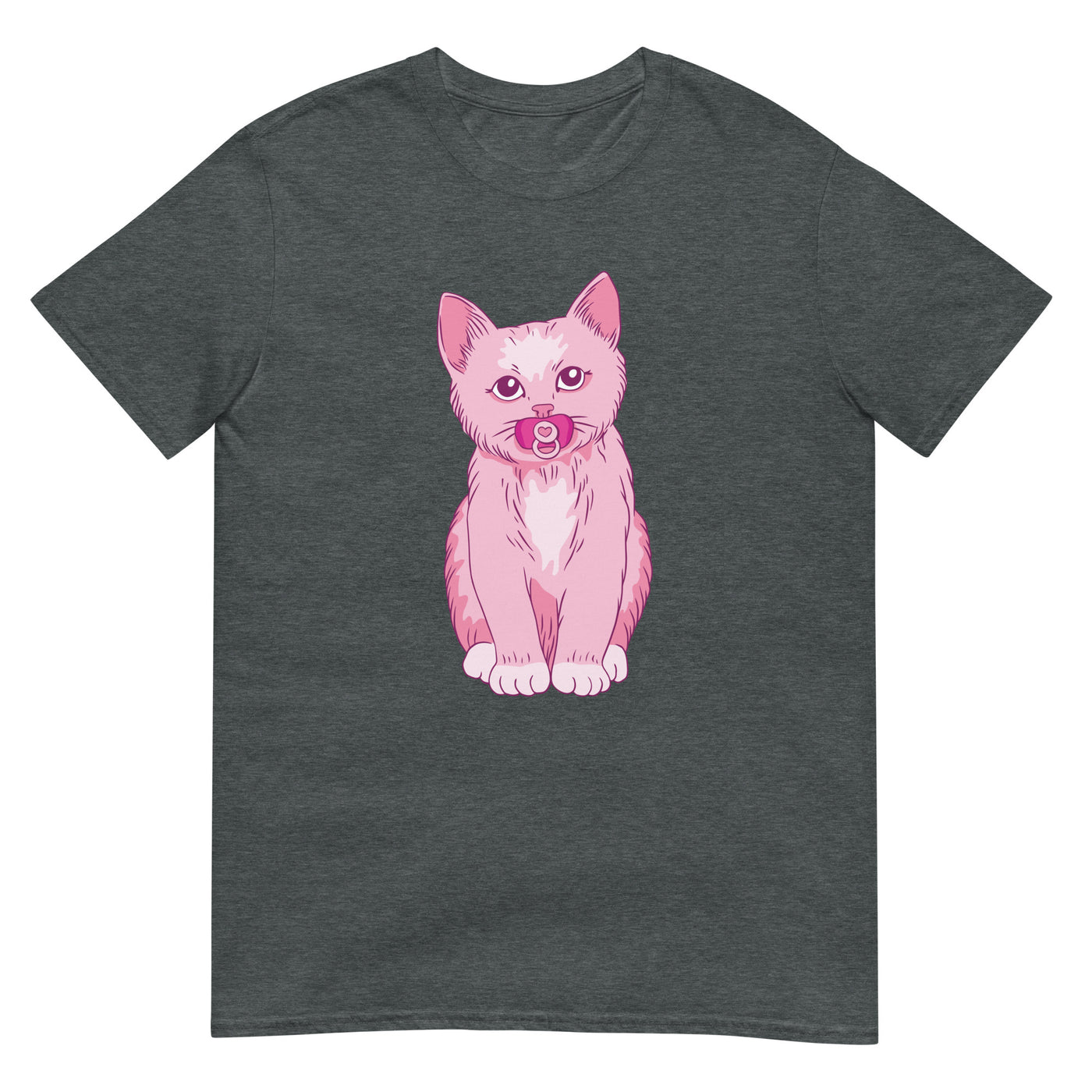 Niedliches rosa Kätzchen mit Schnuller - Herren T-Shirt Other_Niches xxx yyy zzz Dark Heather