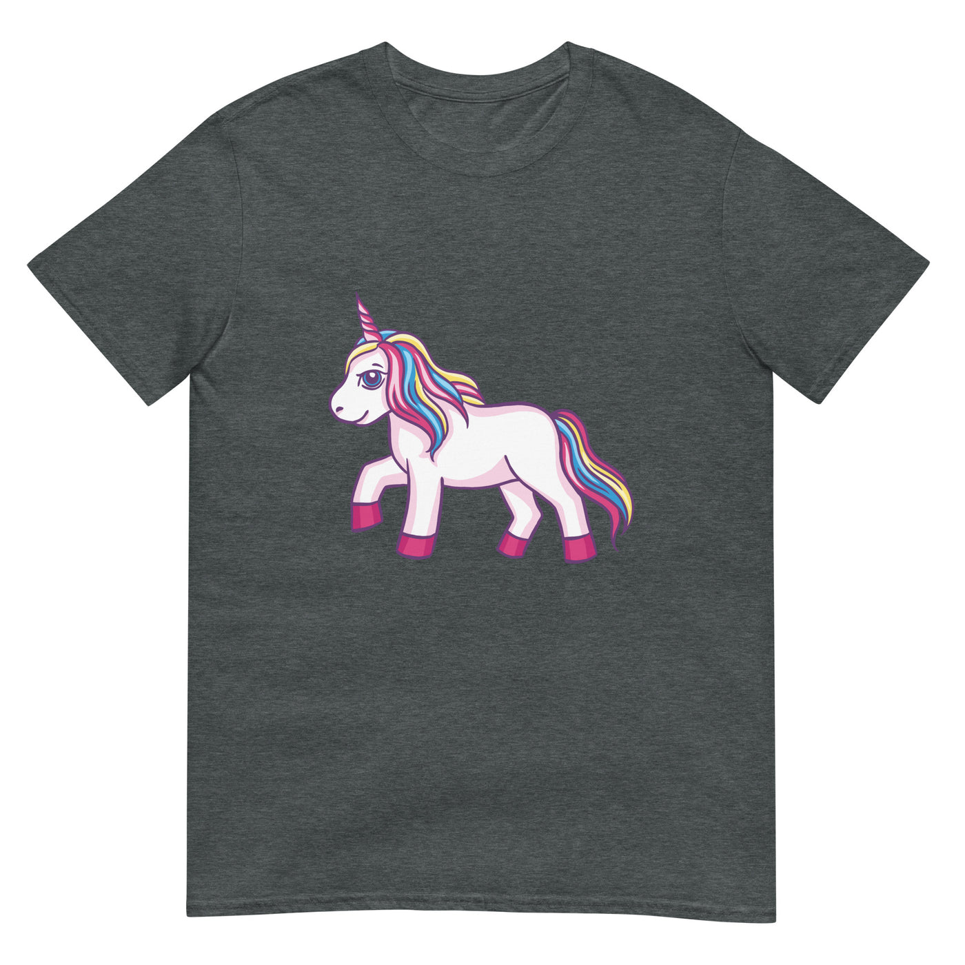 Niedliches laufendes Einhorn - Bunt & Pink - Herren T-Shirt Other_Niches xxx yyy zzz Dark Heather