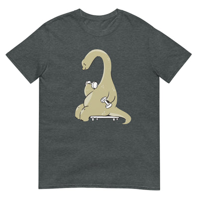 Dinosaurier trainiert mit Hanteln auf lustige, motivierende Weise - Herren T-Shirt Other_Niches xxx yyy zzz Dark Heather