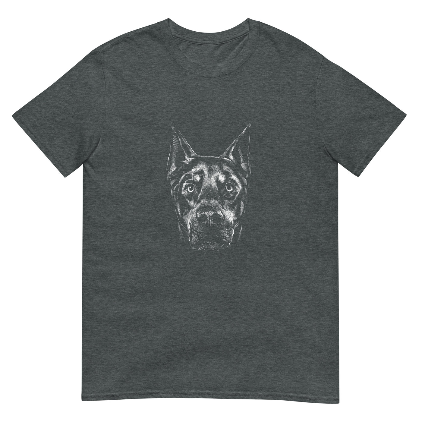 Dobermann Hundegesicht - Monochromes Porträt - Herren T-Shirt Other_Niches xxx yyy zzz Dark Heather