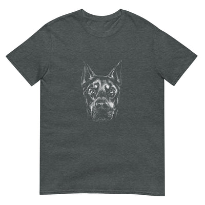 Dobermann Hundegesicht - Monochromes Porträt - Herren T-Shirt Other_Niches xxx yyy zzz Dark Heather