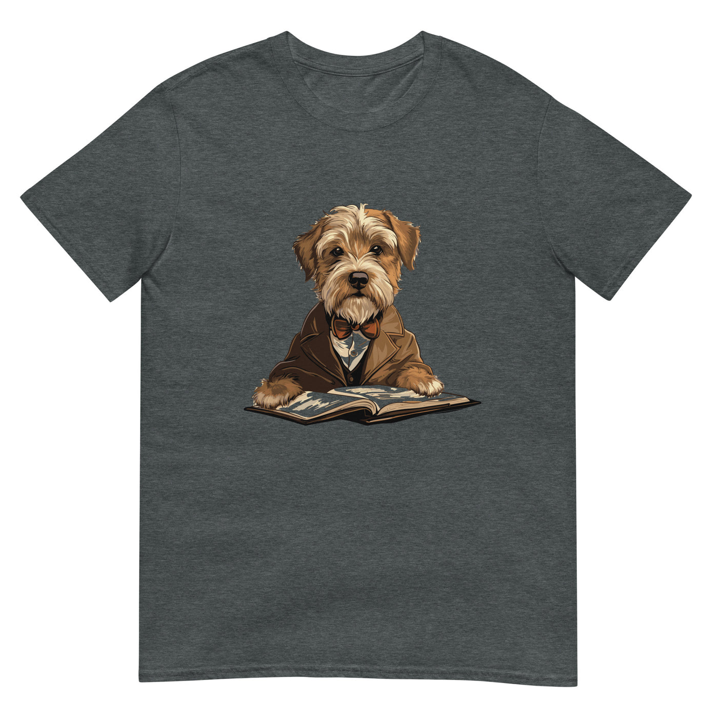 Hund liest ein Buch und trägt einen Anzug - Herren T-Shirt Other_Niches xxx yyy zzz Dark Heather