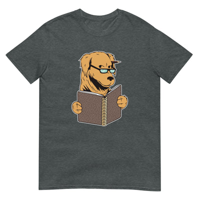 Hund liest Buch und studiert mit Brille - Intelligent - Herren T-Shirt Other_Niches xxx yyy zzz Dark Heather