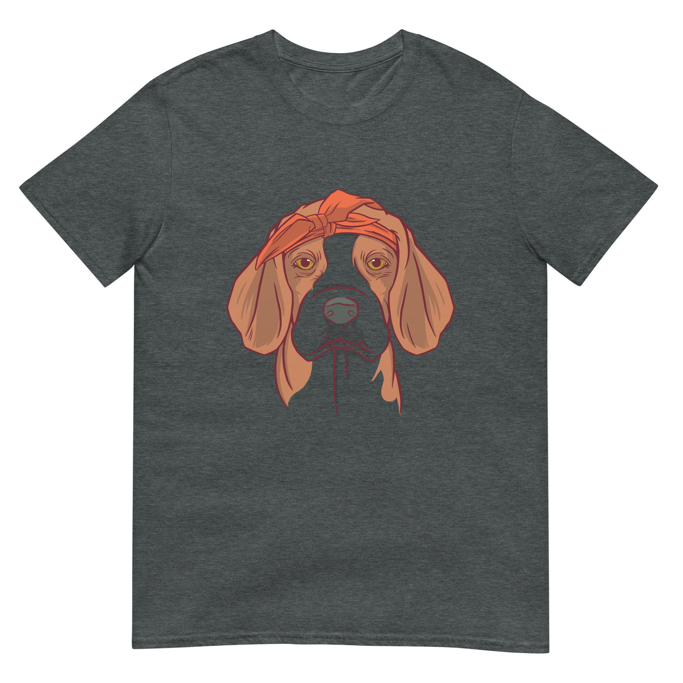 Gesicht eines Beagles mit Bandana - Porträt - Herren T-Shirt Other_Niches xxx yyy zzz Dark Heather