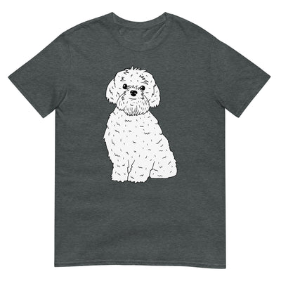 Flauschiger Bolonka Zwetna Hund in weißer Skizze - Herren T-Shirt Other_Niches xxx yyy zzz Dark Heather