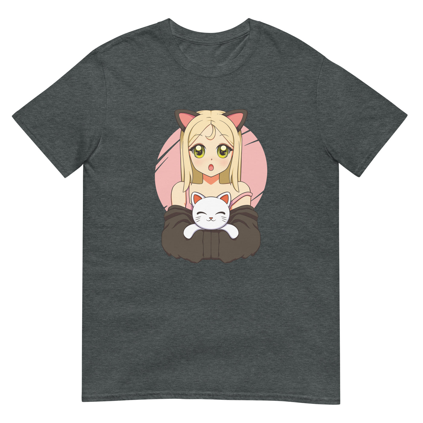 Kawaii Anime-Katzemädchen hält eine Katze - Herren T-Shirt Other_Niches xxx yyy zzz Dark Heather