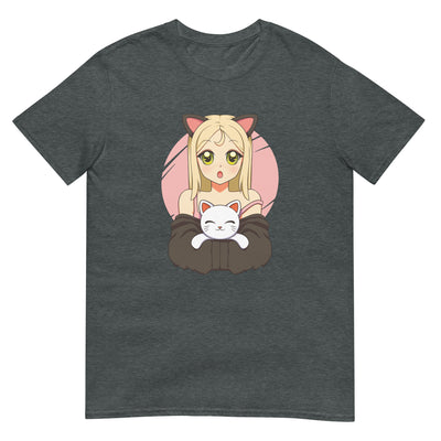 Kawaii Anime-Katzemädchen hält eine Katze - Herren T-Shirt Other_Niches xxx yyy zzz Dark Heather