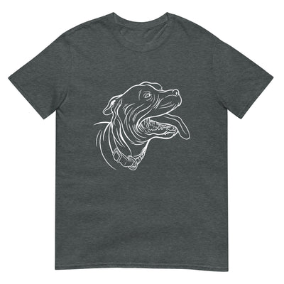 Hechelnder Hund mit Halsband in weißer Linienkunst - Herren T-Shirt Other_Niches xxx yyy zzz Dark Heather