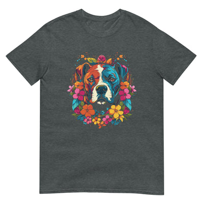 Pitbull mit Blumen - Gesichtsporträt - Herren T-Shirt Other_Niches xxx yyy zzz Dark Heather