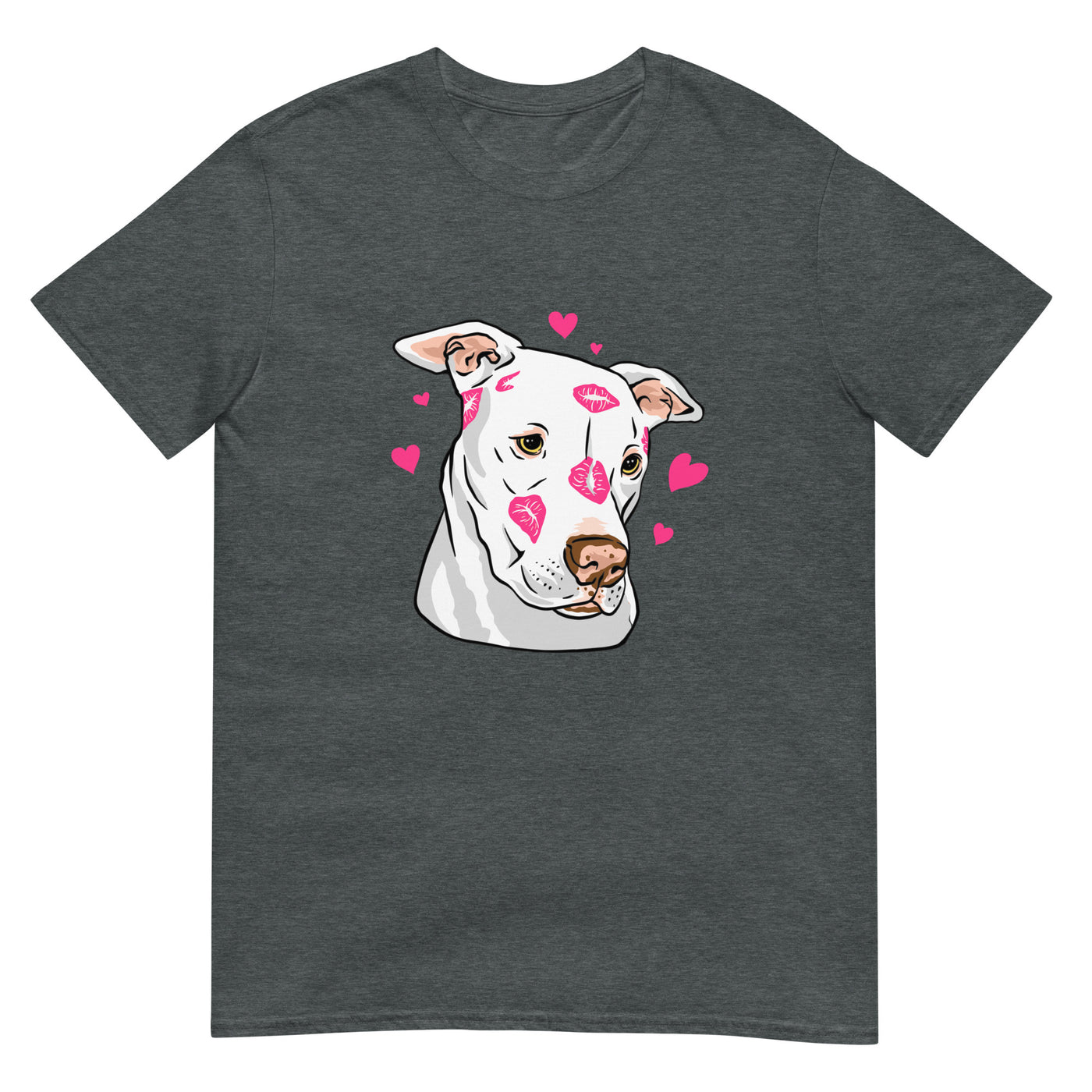 Pitbull mit Küssen und verliebt - Gesichtsporträt - Herren T-Shirt Other_Niches xxx yyy zzz Dark Heather