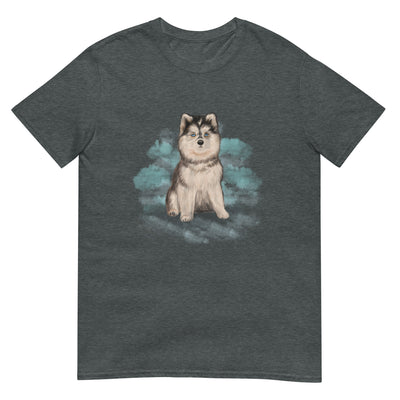 Pomsky Hund sitzt - Herren T-Shirt Other_Niches xxx yyy zzz Dark Heather