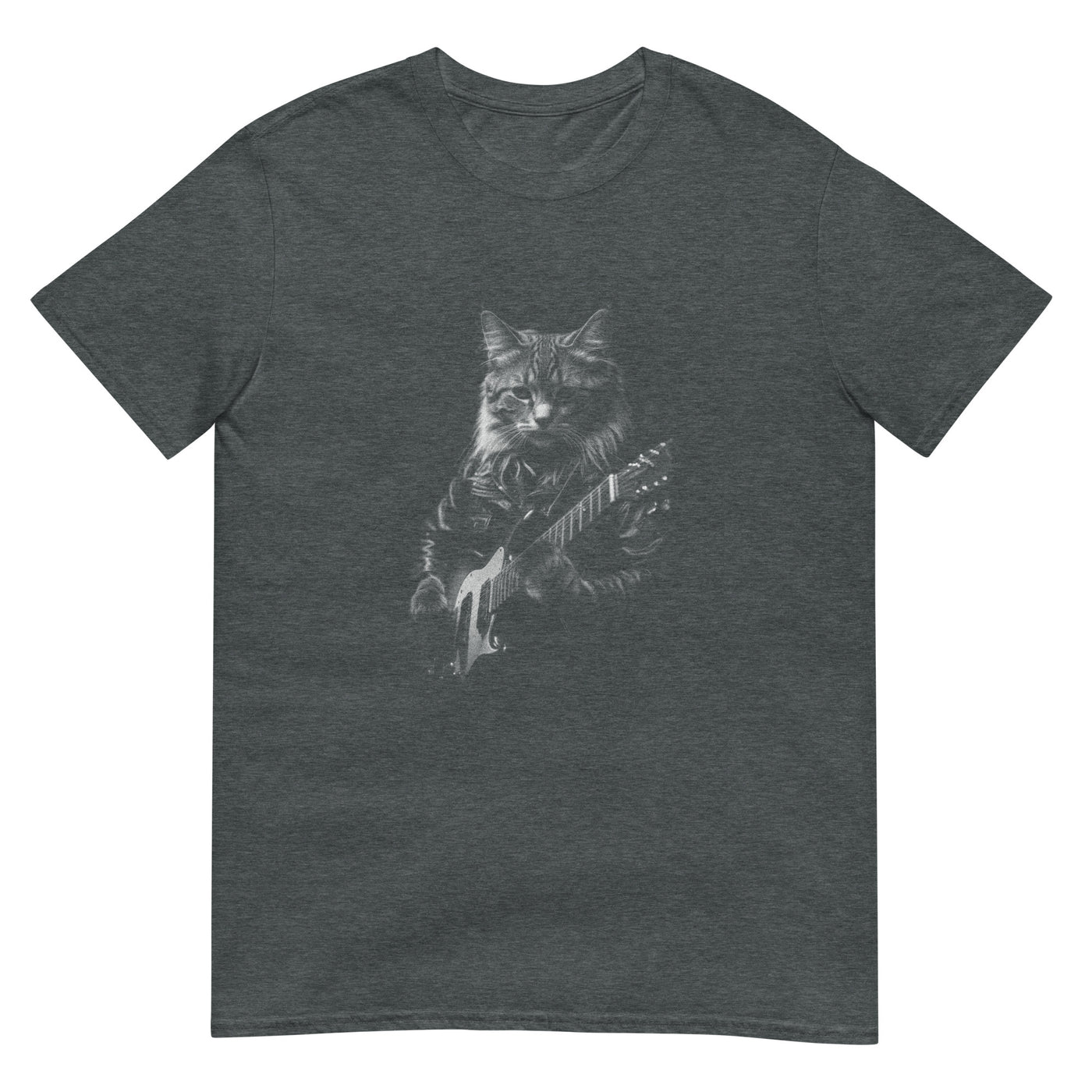 Rocker-Katze als Gitarrenspieler - Fotografie - Herren T-Shirt Other_Niches xxx yyy zzz Dark Heather