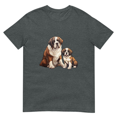 Sankt-Bernhardshund - Vater mit Mops sitzend - Herren T-Shirt Other_Niches xxx yyy zzz Dark Heather