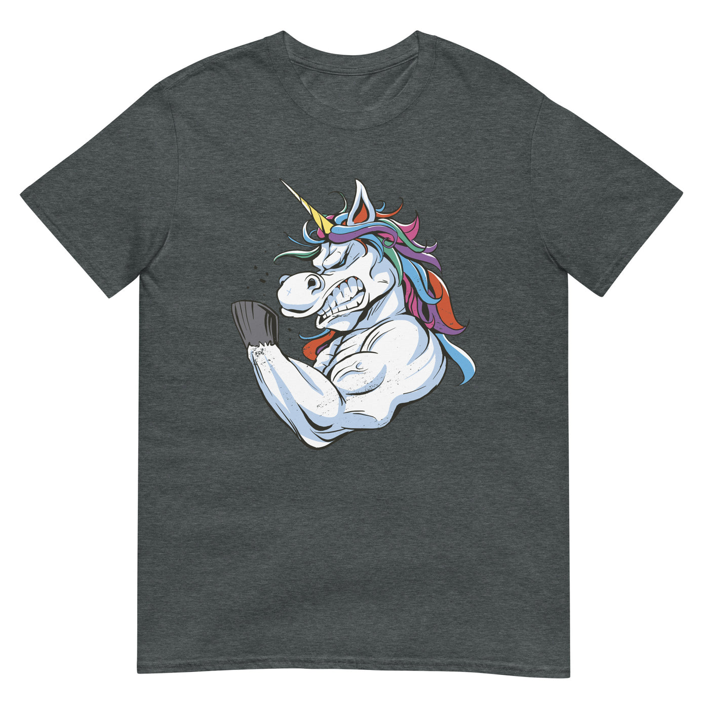 Starker und wütender Einhorn mit Muskeln und Ärger - Herren T-Shirt Other_Niches xxx yyy zzz Dark Heather