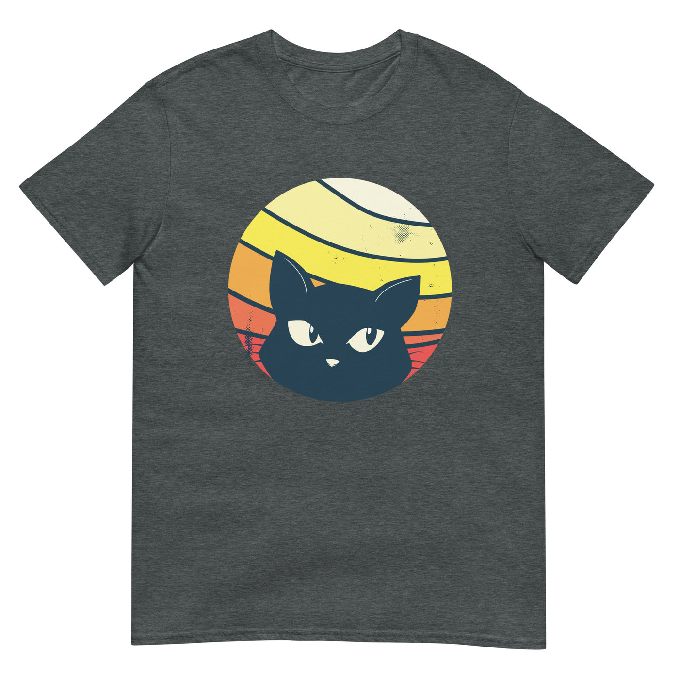 Sonnenuntergang im Retro-Stil und Katze darin - Herren T-Shirt Other_Niches xxx yyy zzz Dark Heather