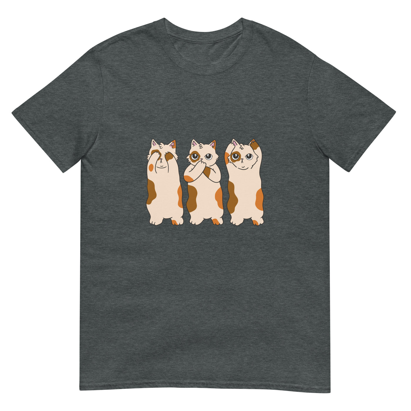 Drei Katzen bedecken Augen, Mund und Ohren - Herren T-Shirt Other_Niches xxx yyy zzz Dark Heather