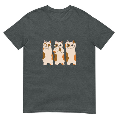 Drei Katzen bedecken Augen, Mund und Ohren - Herren T-Shirt Other_Niches xxx yyy zzz Dark Heather