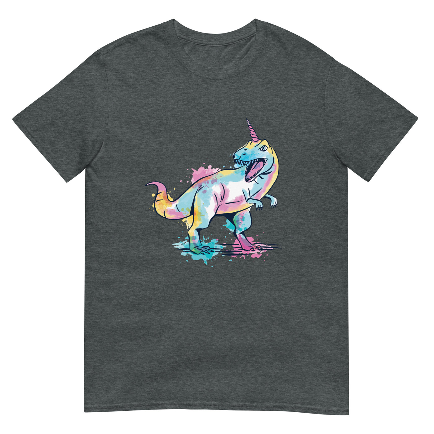 T-Rex-Einhorn-Hybrid - Bunte Aquarellmalerei - Herren T-Shirt Other_Niches xxx yyy zzz Dark Heather